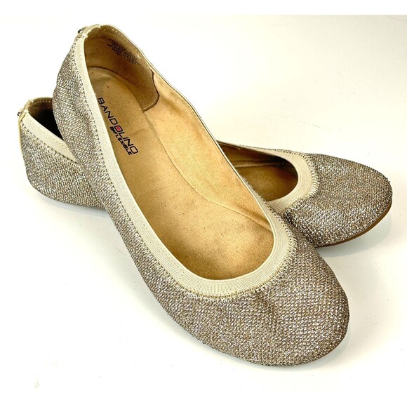 Bandolino B Flexible Gold Sparkle Ballet Flats Shoes US 8.5 - Picture 1 of 13